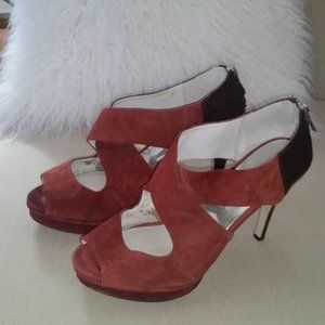 Michael Kors suede and leather cinnamon platform heels